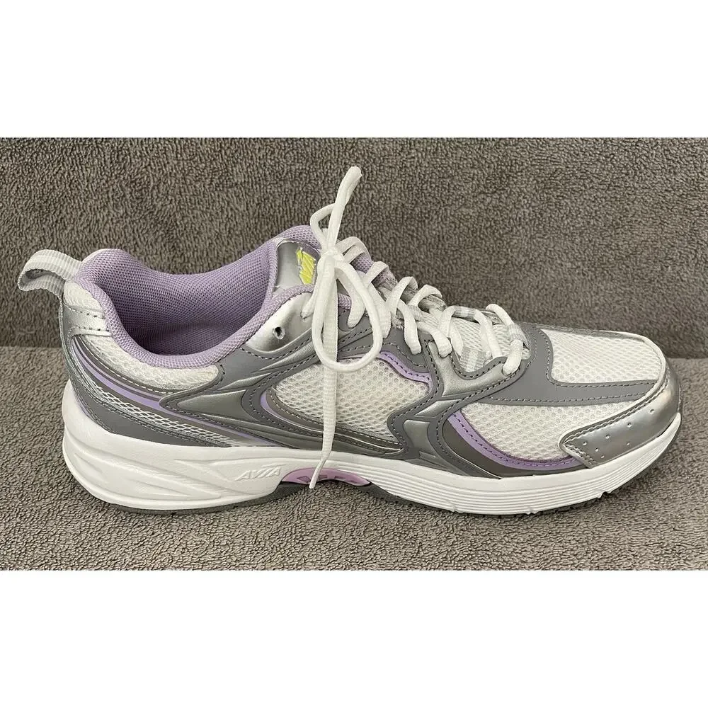 Avia Women's 5000 Memory Foam Sneakers, Silver, white, Purple Size 11